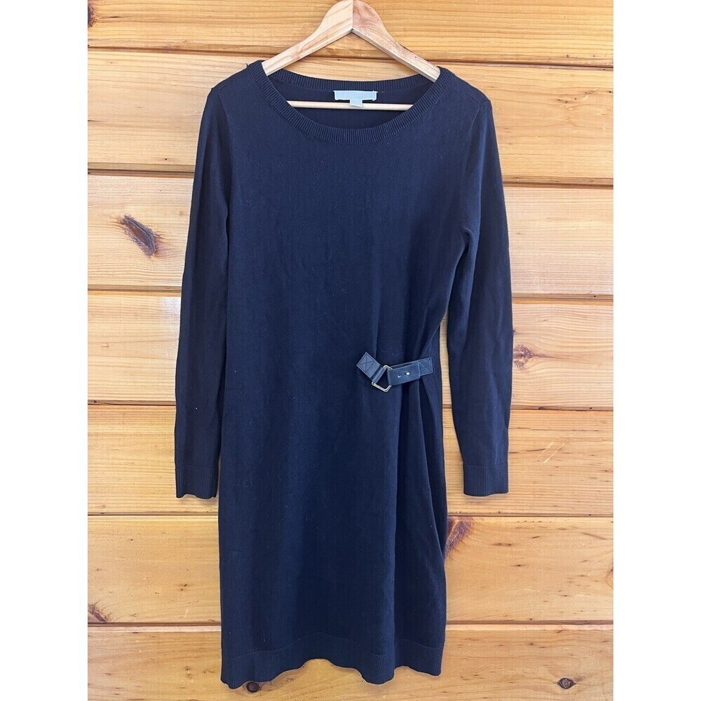 Michael Kors women's Knitted Dress Long Sleeve Midi Black sz M